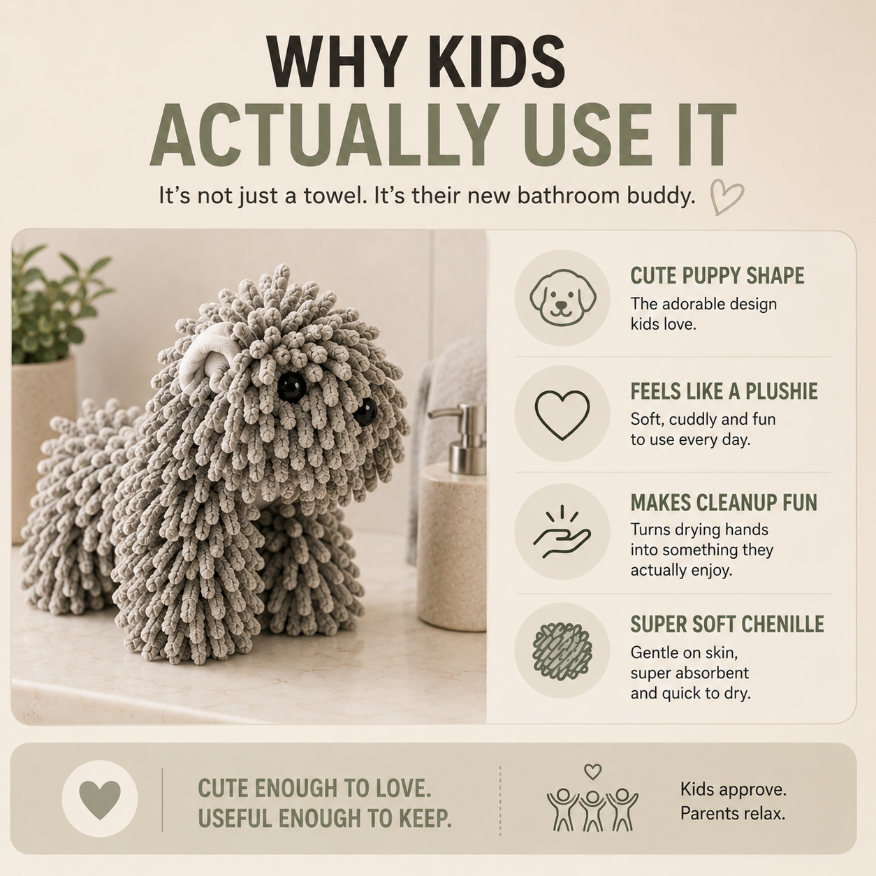 Dog-Shaped Hand Towel